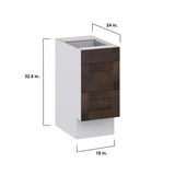 Hugo&Borg 15-in W x 32.5-in H x 24-in D Wood 3-Drawer Base Fully Assembled Cabinet (Recessed Panel Style)