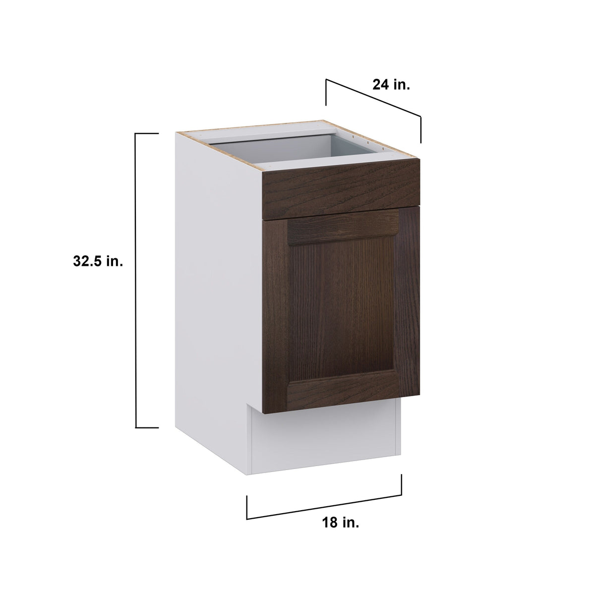 Hugo&Borg 18-in W x 34.5-in H x 24-in D Wood 1-Drawer Base Fully Assembled Cabinet (Recessed Panel Shaker Style)