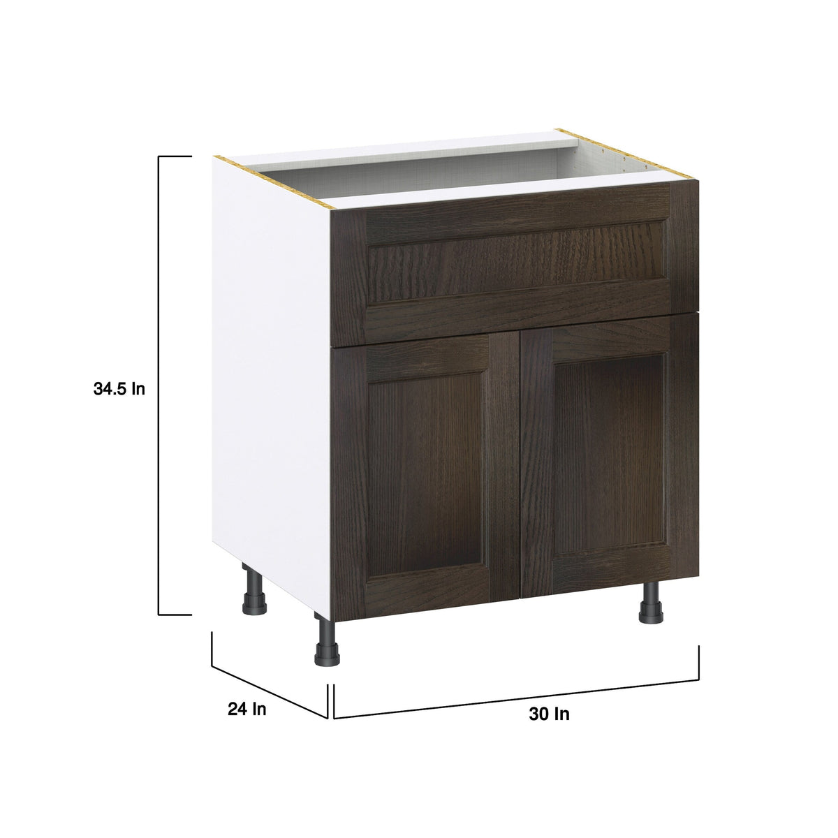 Hugo&Borg Montclaire 30-in W x 34.5-in H x 25-in D Wood 1-Drawer Base Fully Assembled Cabinet (Recessed Panel Shaker Style)