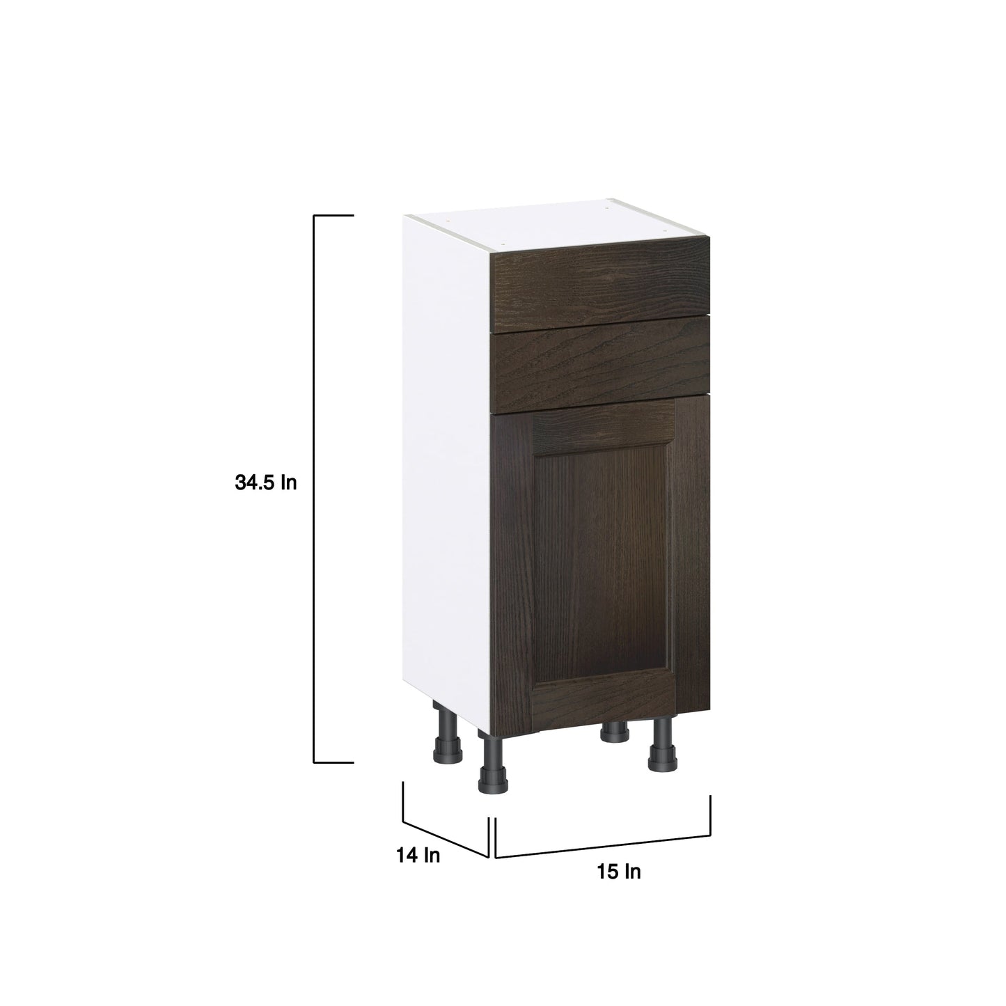 Hugo&Borg Montclaire 15-in W x 34.5-in H x 14-in D Wood 2-Drawers Base Fully Assembled Cabinet (Recessed Panel Shaker Style)
