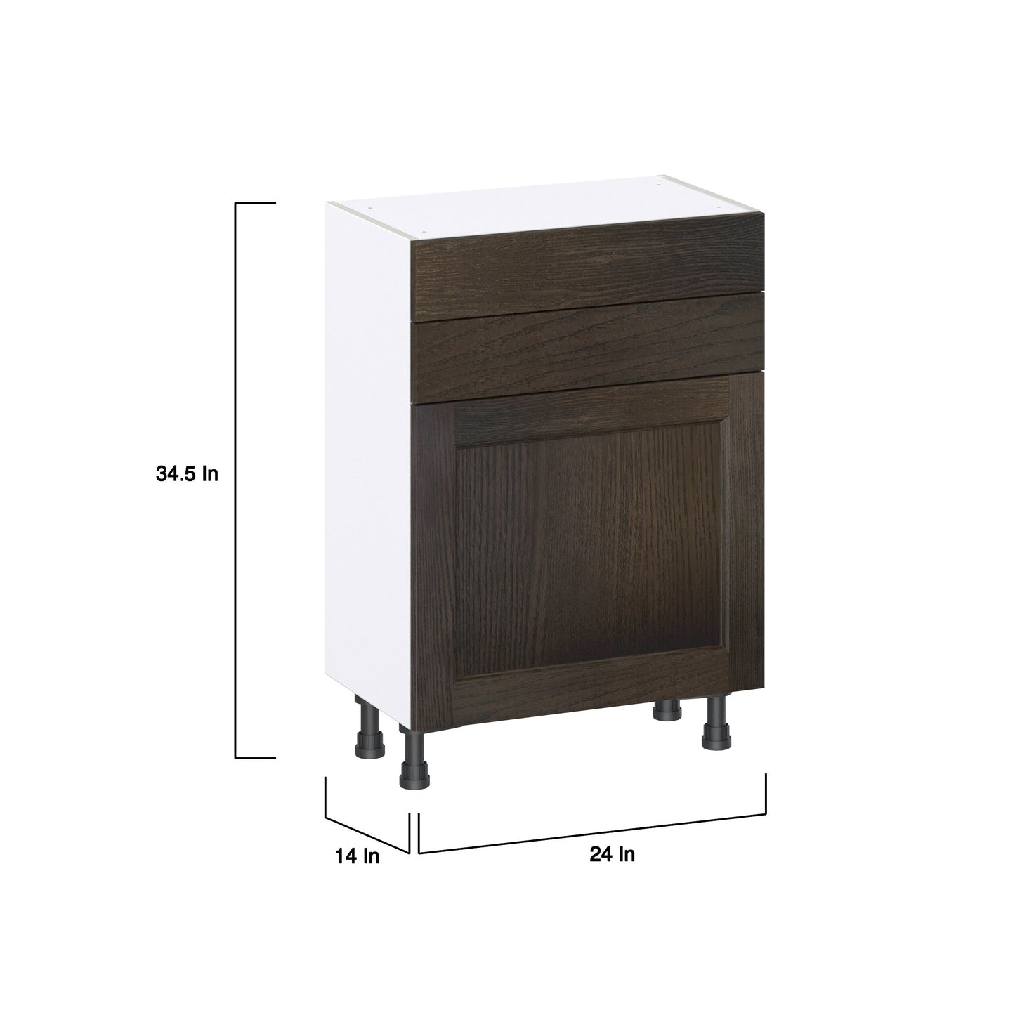 Hugo&Borg Montclaire 24-in W x 34.5-in H x 14-in D Wood 2-Drawers Base Fully Assembled Cabinet (Recessed Panel Shaker Style)