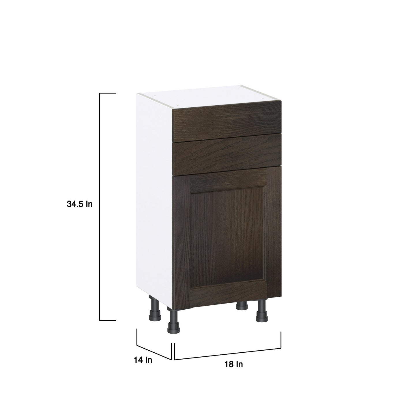 Hugo&Borg Montclaire 18-in W x 34.5-in H x 14-in D Wood 2-Drawers Base Fully Assembled Cabinet (Recessed Panel Shaker Style)