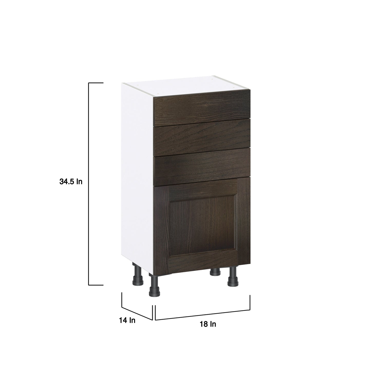 Hugo&Borg Montclaire 18-in W x 34.5-in H x 14-in D Wood 3-Drawers Base Fully Assembled Cabinet (Recessed Panel Shaker Style)