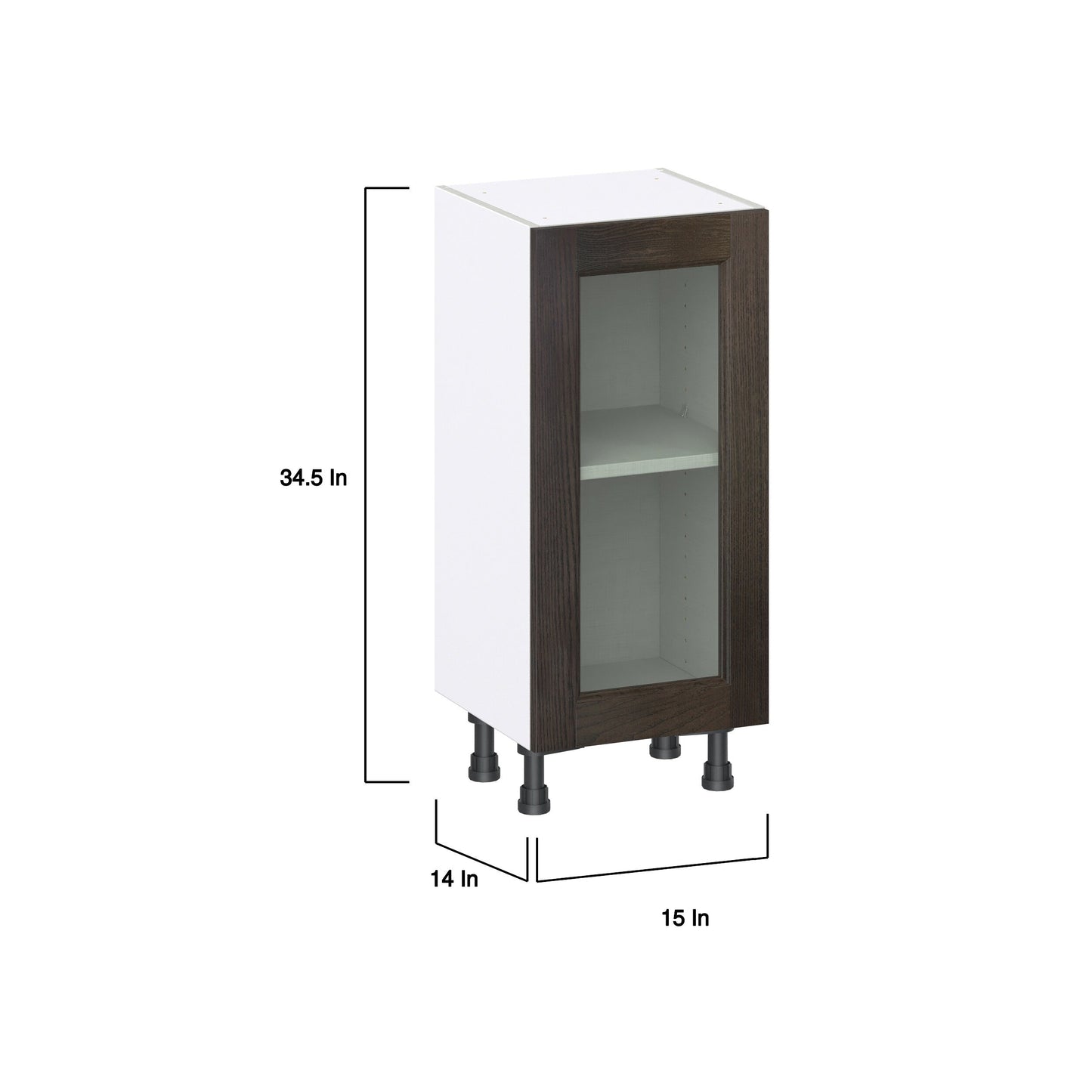 Hugo&Borg Montclaire 15-in W x 34.5-in H x 16-in D Wood Base Fully Assembled Cabinet (Recessed Panel Shaker Door Style)