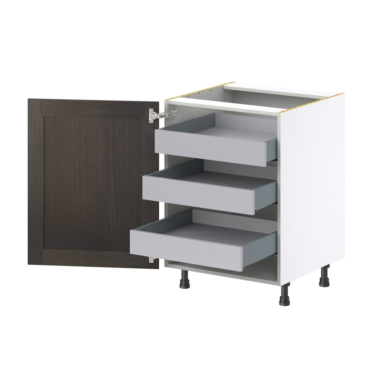 Hugo&Borg Montclaire 24-in W x 34.5-in H x 24-in D Wood 3-Drawers Base Fully Assembled Cabinet (Recessed Panel Shaker Style)
