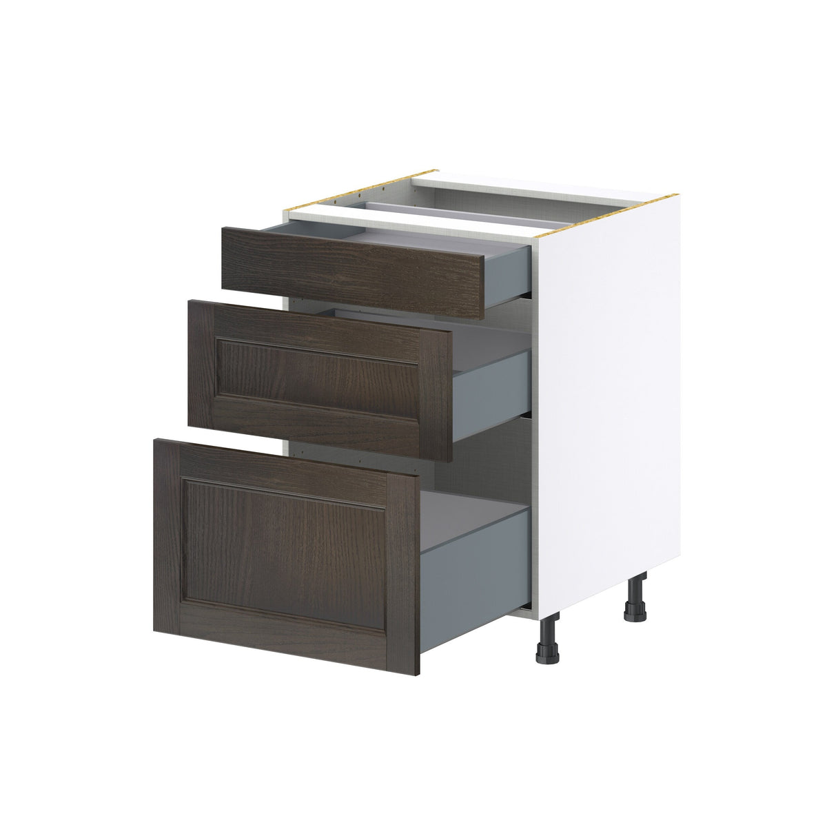 Hugo&Borg Montclaire 24-in W x 34.5-in H x 24-in D Wood 3-Drawer Base Fully Assembled Cabinet (Recessed Panel Style)