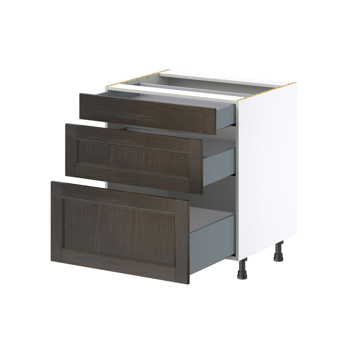 Hugo&Borg Montclaire 30-in W x 34.5-in H x 24-in D Wood 3-Drawer Base Fully Assembled Cabinet (Recessed Panel Style)