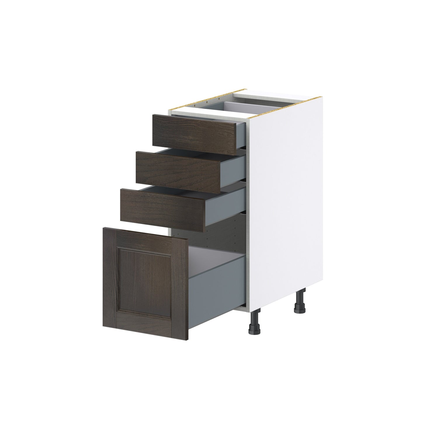 Hugo&Borg Montclaire 15-in W x 34.5-in H x 24-in D Wood 4-Drawer Base Fully Assembled Cabinet (Recessed Panel Style)