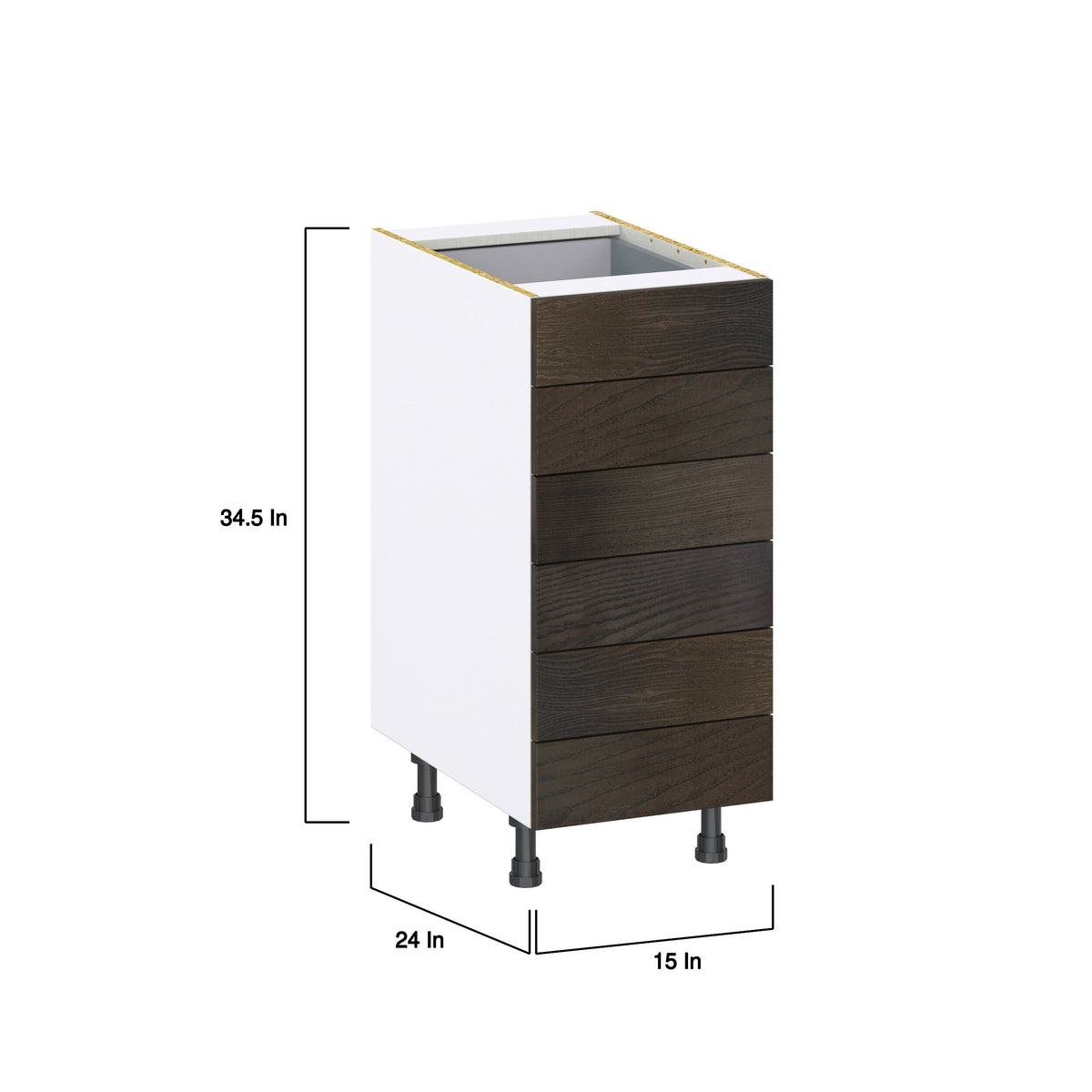 Hugo&Borg Montclaire 15-in W x 34.5-in H x 24-in D Wood 6-Drawer Base Fully Assembled Cabinet (Recessed Panel Style)