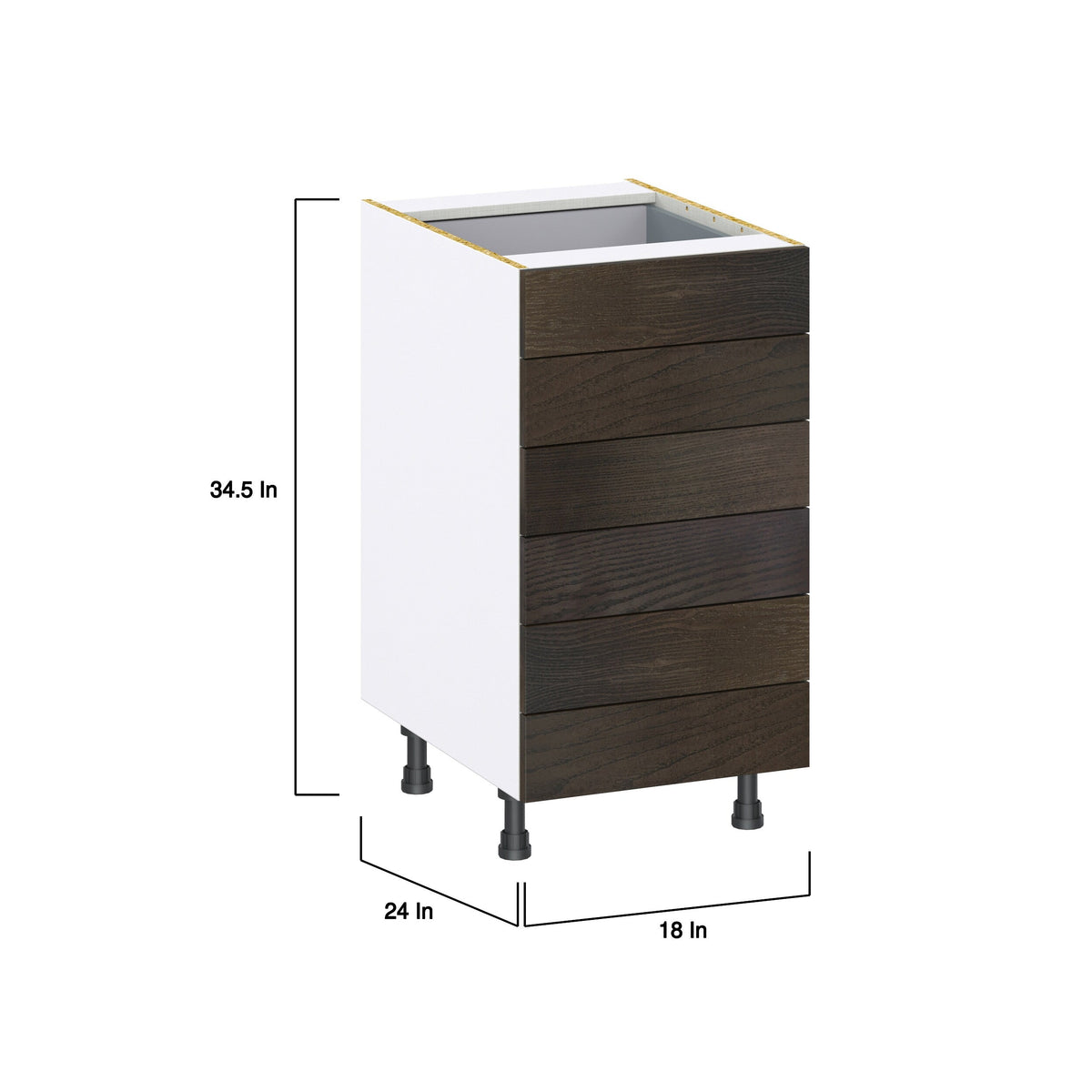 Hugo&Borg Montclaire 18-in W x 34.5-in H x 24-in D Wood 6-Drawer Base Fully Assembled Cabinet (Recessed Panel Style)