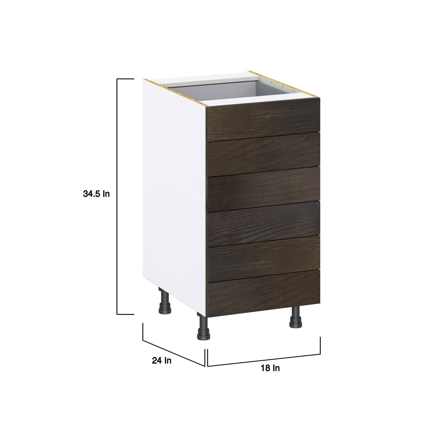 Hugo&Borg Montclaire 18-in W x 34.5-in H x 24-in D Wood 6-Drawer Base Fully Assembled Cabinet (Recessed Panel Style)