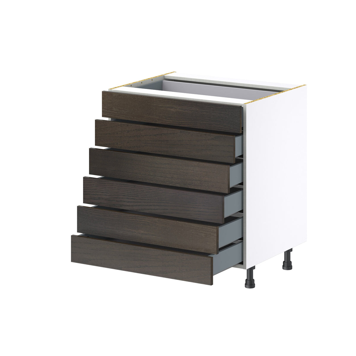 Hugo&Borg Montclaire 30-in W x 34.5-in H x 24-in D Wood 6-Drawer Base Fully Assembled Cabinet (Recessed Panel Style)