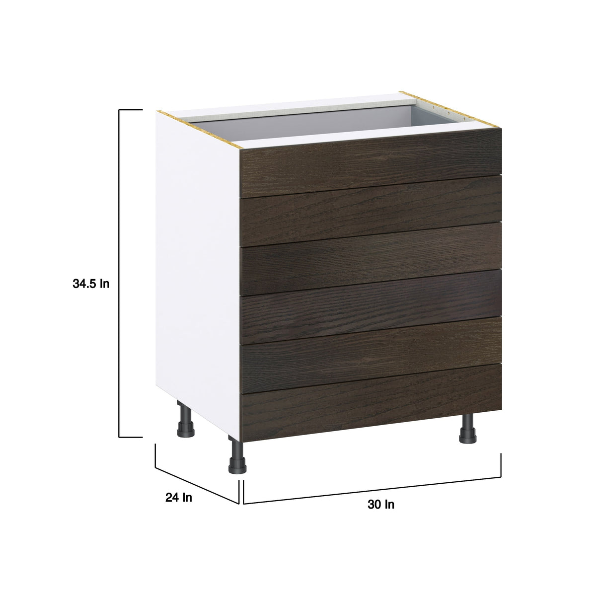 Hugo&Borg Montclaire 30-in W x 34.5-in H x 24-in D Wood 6-Drawer Base Fully Assembled Cabinet (Recessed Panel Style)