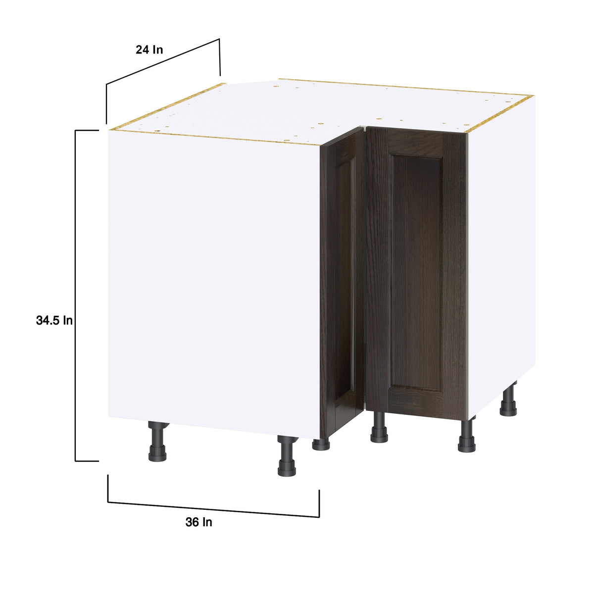 Hugo&Borg Montclaire 36-in W x 34.5-in H x 36-in D Wood Lazy Susan Corner Base Fully Assembled Cabinet (Recessed Panel Shaker Style)