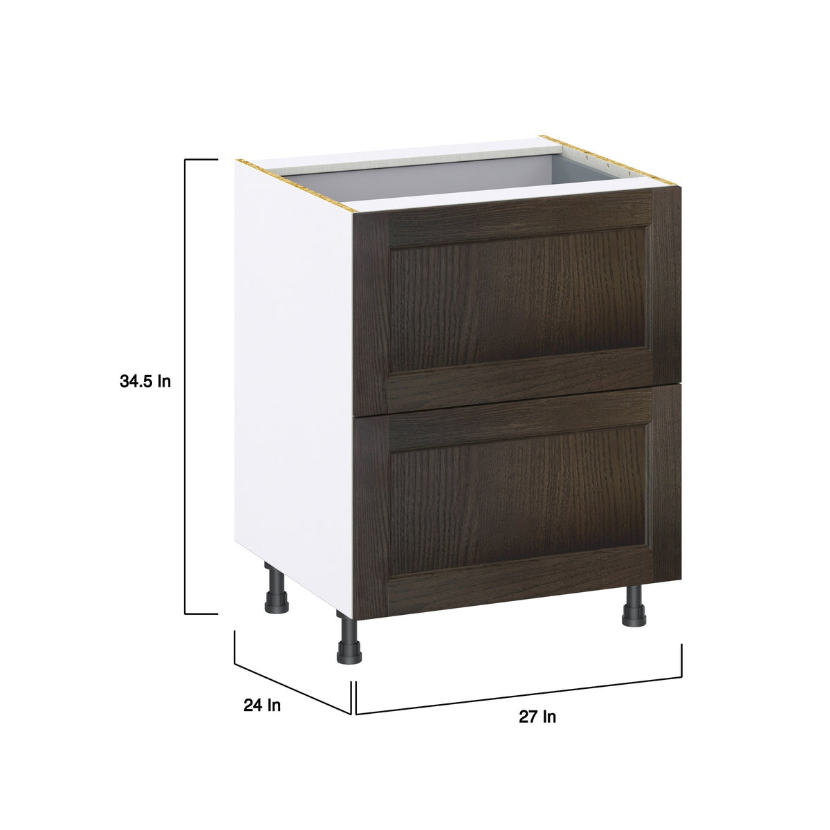 Hugo&Borg Montclaire 27-in W x 34.5-in H x 24-in D Wood 3-Drawer Base Fully Assembled Cabinet (Recessed Panel Style)