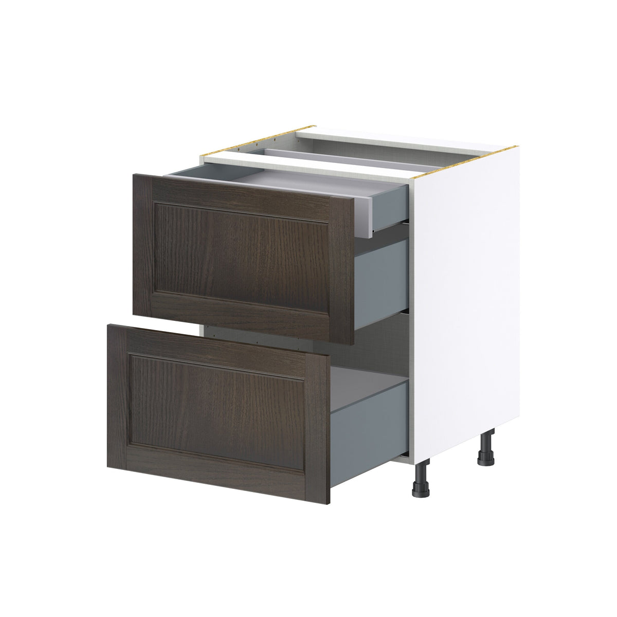 Hugo&Borg Montclaire 27-in W x 34.5-in H x 24-in D Wood 3-Drawer Base Fully Assembled Cabinet (Recessed Panel Style)