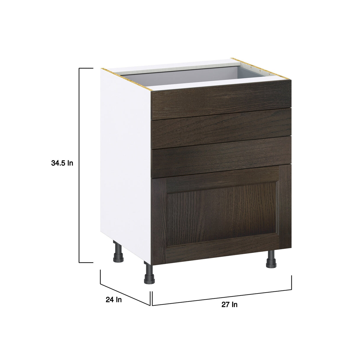 Hugo&Borg Montclaire 27-in W x 34.5-in H x 24-in D Wood 4-Drawer Base Fully Assembled Cabinet (Recessed Panel Style)