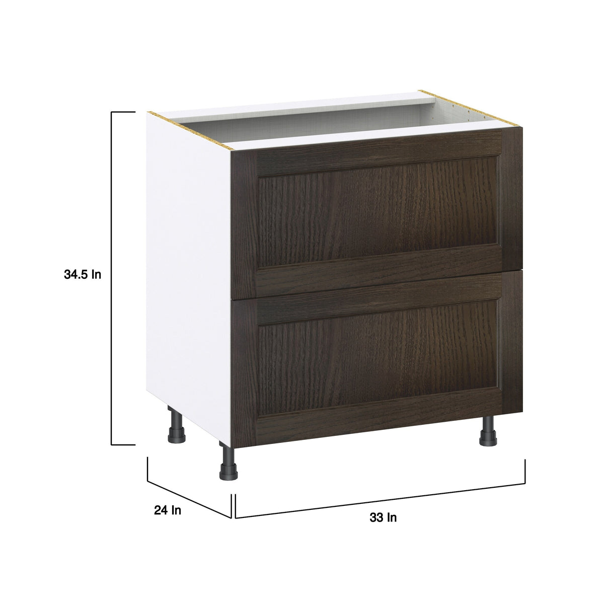 Hugo&Borg Montclaire 33-in W x 34.5-in H x 24-in D Wood 2-Drawer Base Fully Assembled Cabinet (Recessed Panel Style)