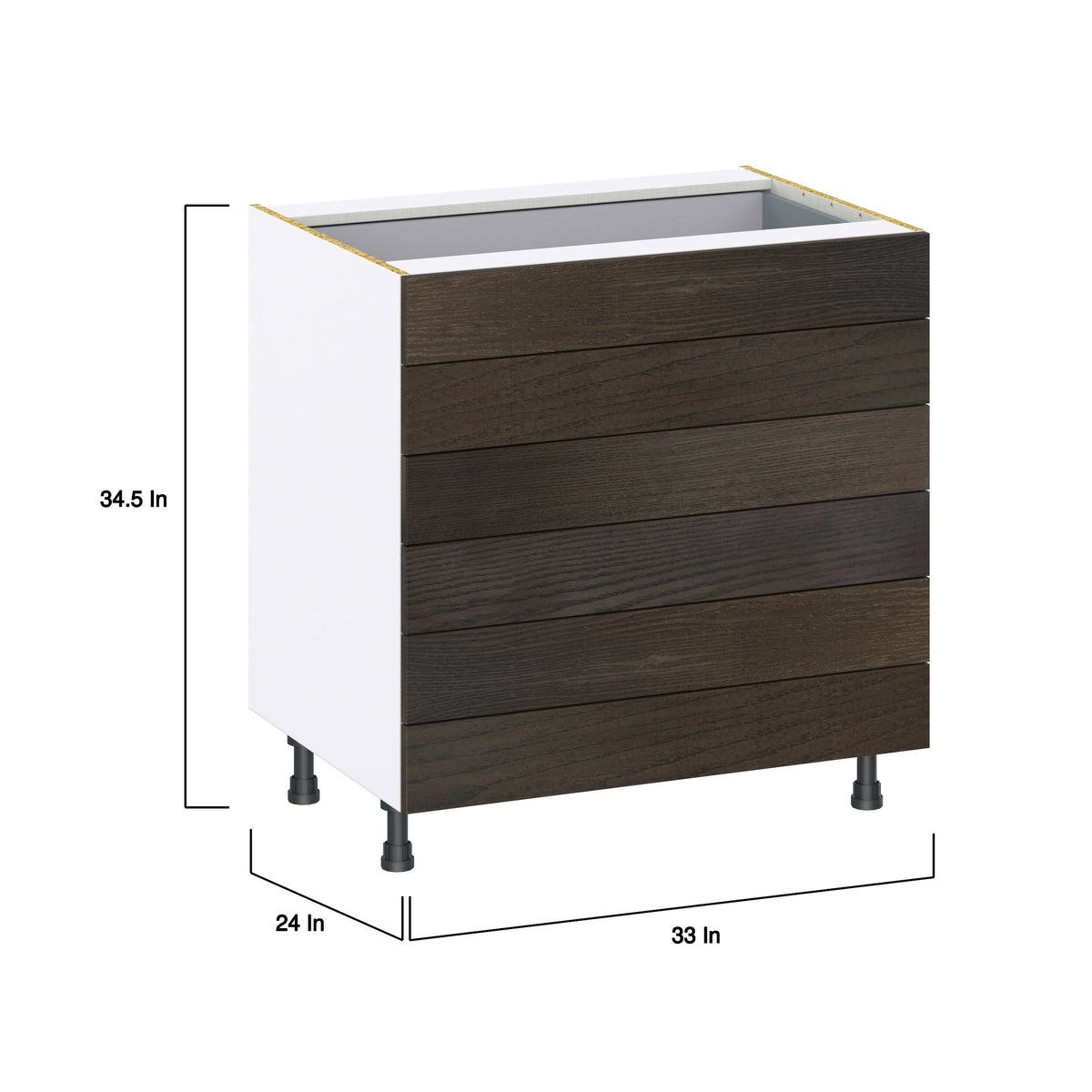 Hugo&Borg Montclaire 33-in W x 34.5-in H x 24-in D Wood 6-Drawer Base Fully Assembled Cabinet (Recessed Panel Style)