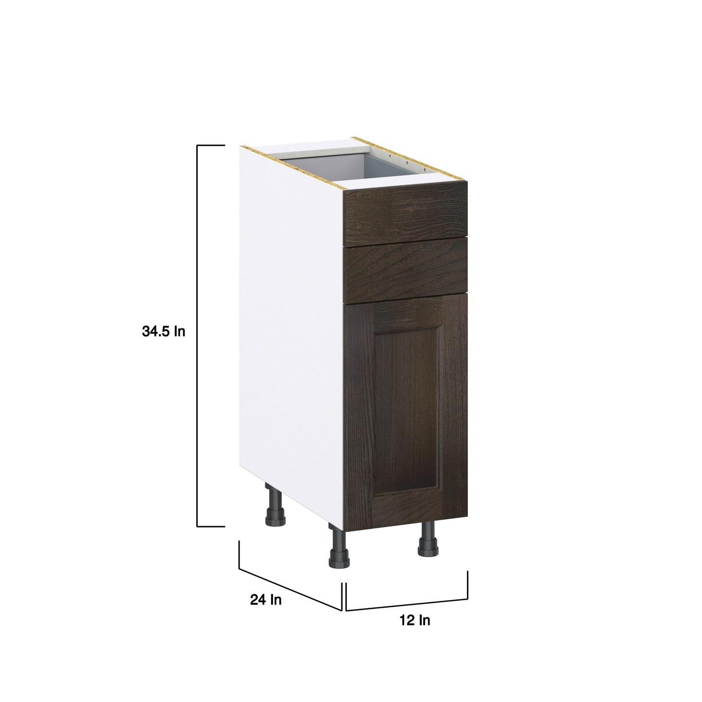 Hugo&Borg Montclaire 12-in W x 34.5-in H x 24-in D Wood 2-Drawers Base Fully Assembled Cabinet (Recessed Panel Shaker Style)
