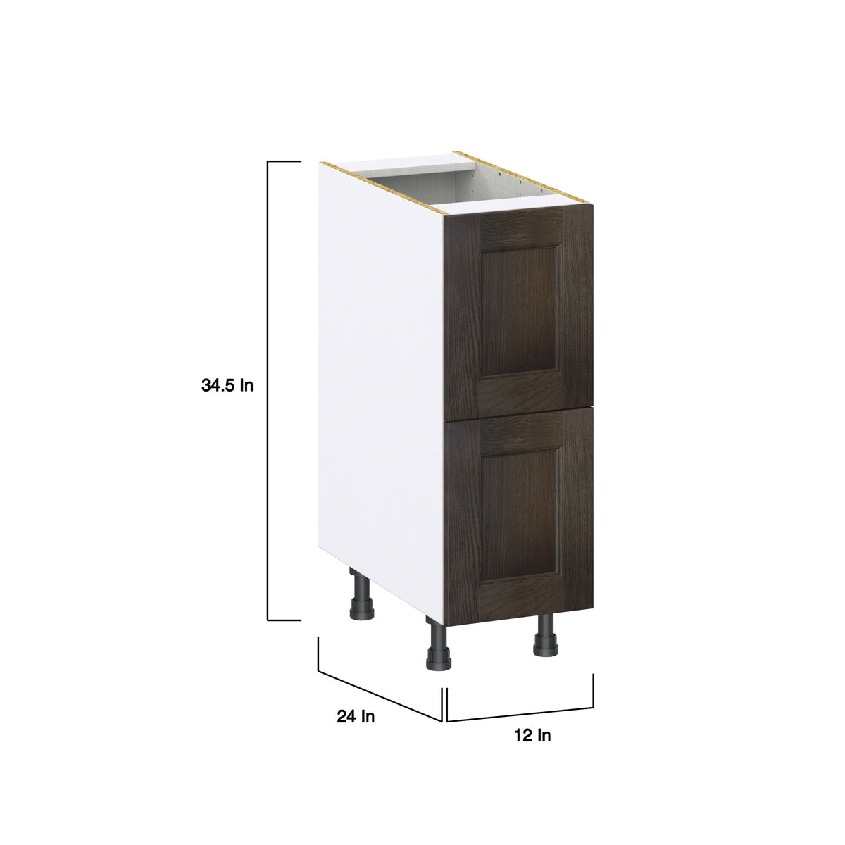 Hugo&Borg Montclaire 12-in W x 34.5-in H x 24-in D Wood 2-Drawer Base Fully Assembled Cabinet (Recessed Panel Style)