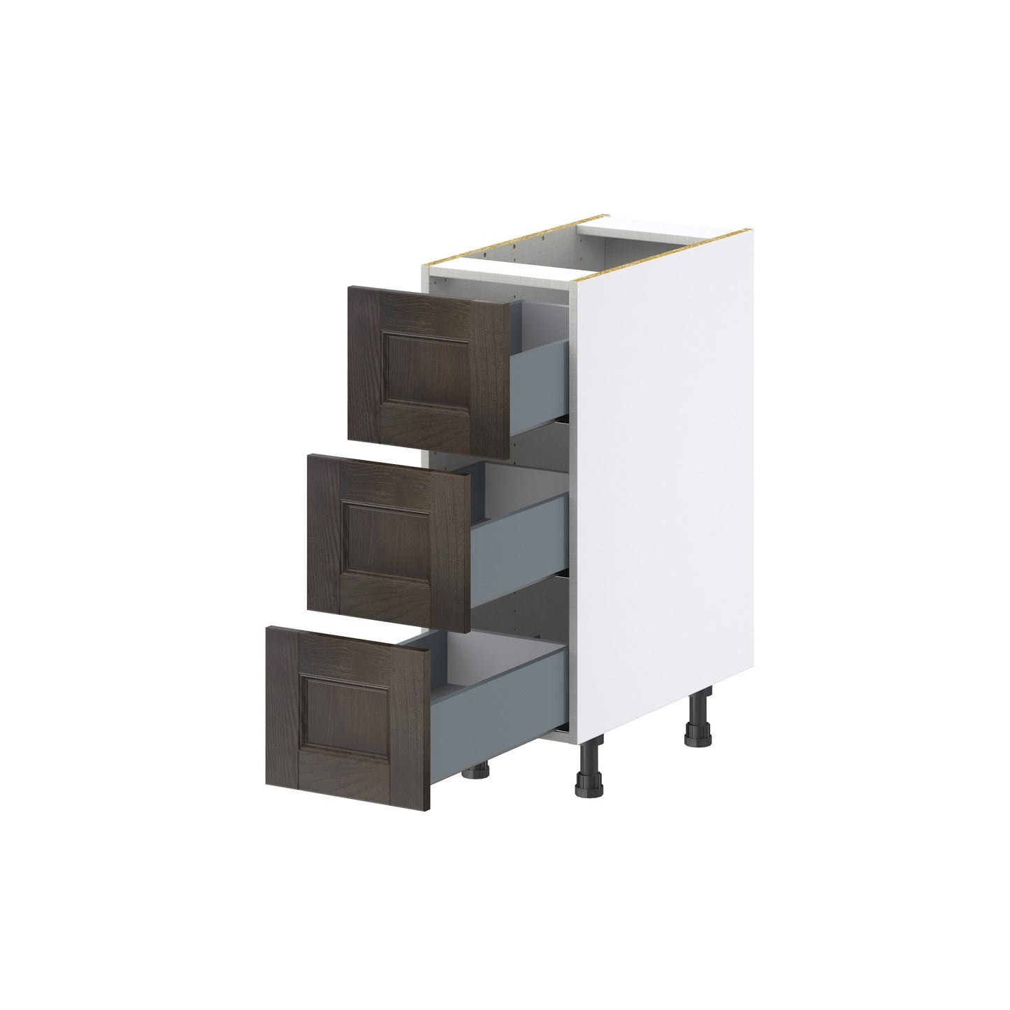 Hugo&Borg Montclaire 12-in W x 34.5-in H x 24-in D Wood 3-Drawer Base Fully Assembled Cabinet (Recessed Panel Style)