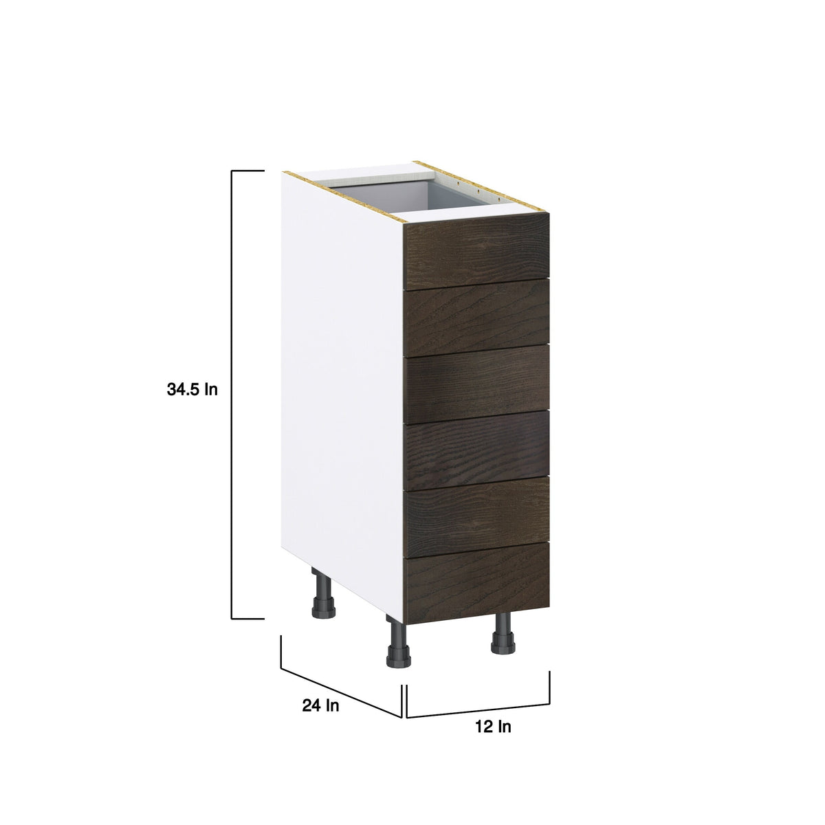 Hugo&Borg Montclaire 12-in W x 34.5-in H x 24-in D Wood 6-Drawer Base Fully Assembled Cabinet (Recessed Panel Style)