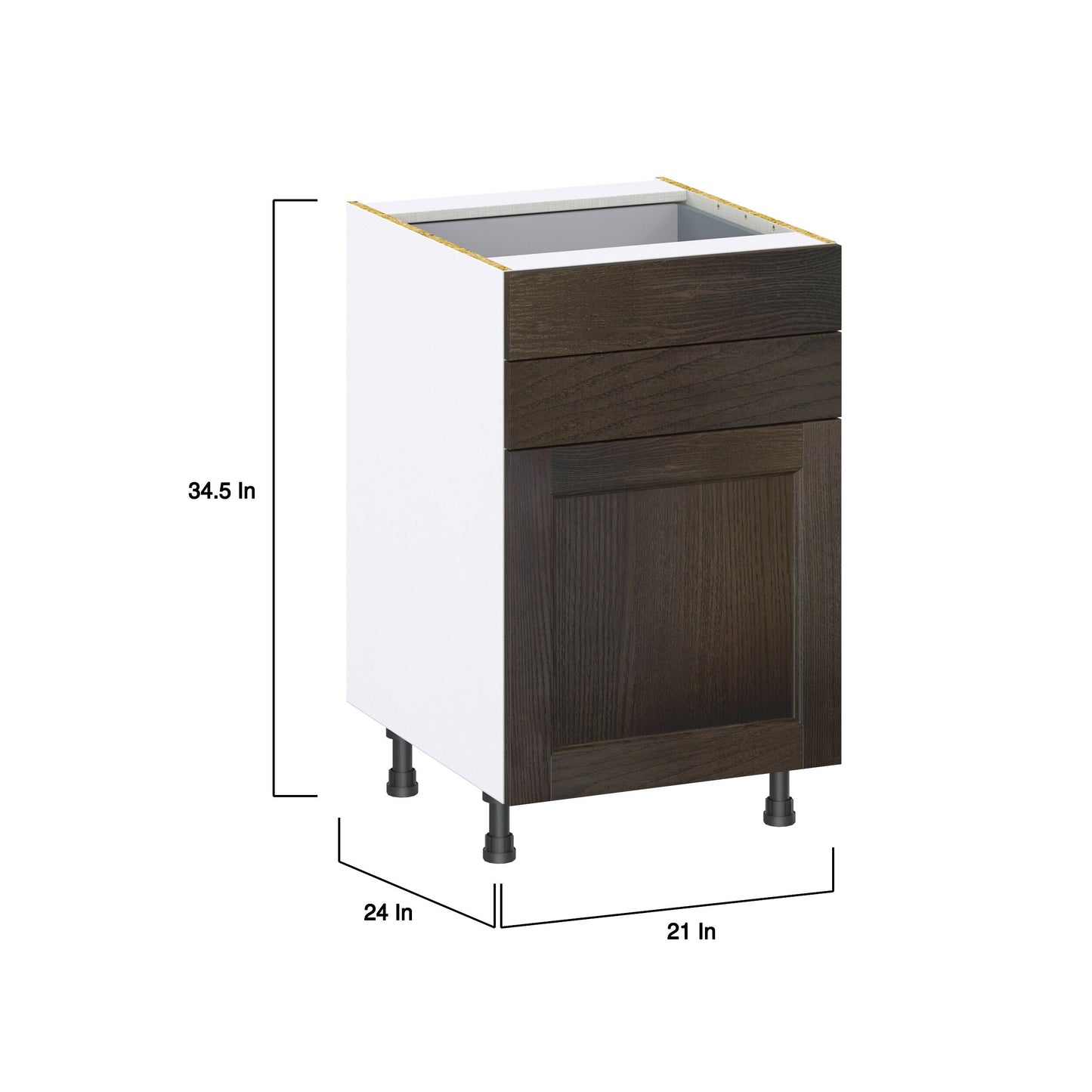 Hugo&Borg Montclaire 21-in W x 34.5-in H x 24-in D Wood 2-Drawers Base Fully Assembled Cabinet (Recessed Panel Shaker Style)