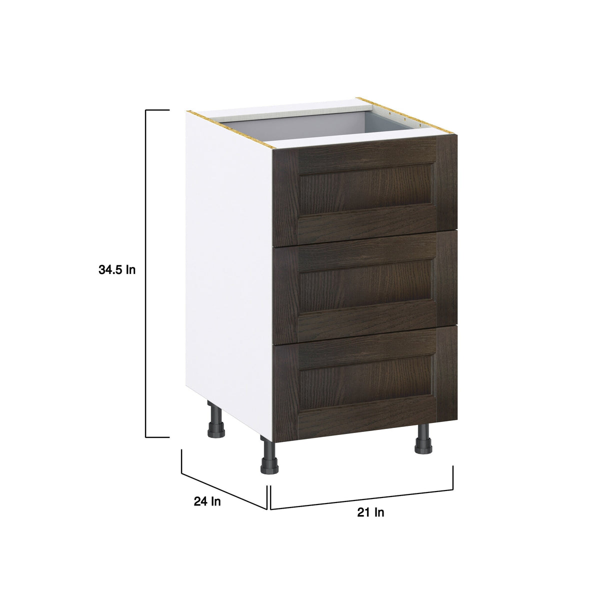 Hugo&Borg Montclaire 21-in W x 34.5-in H x 24-in D Wood 4-Drawer Base Fully Assembled Cabinet (Recessed Panel Style)