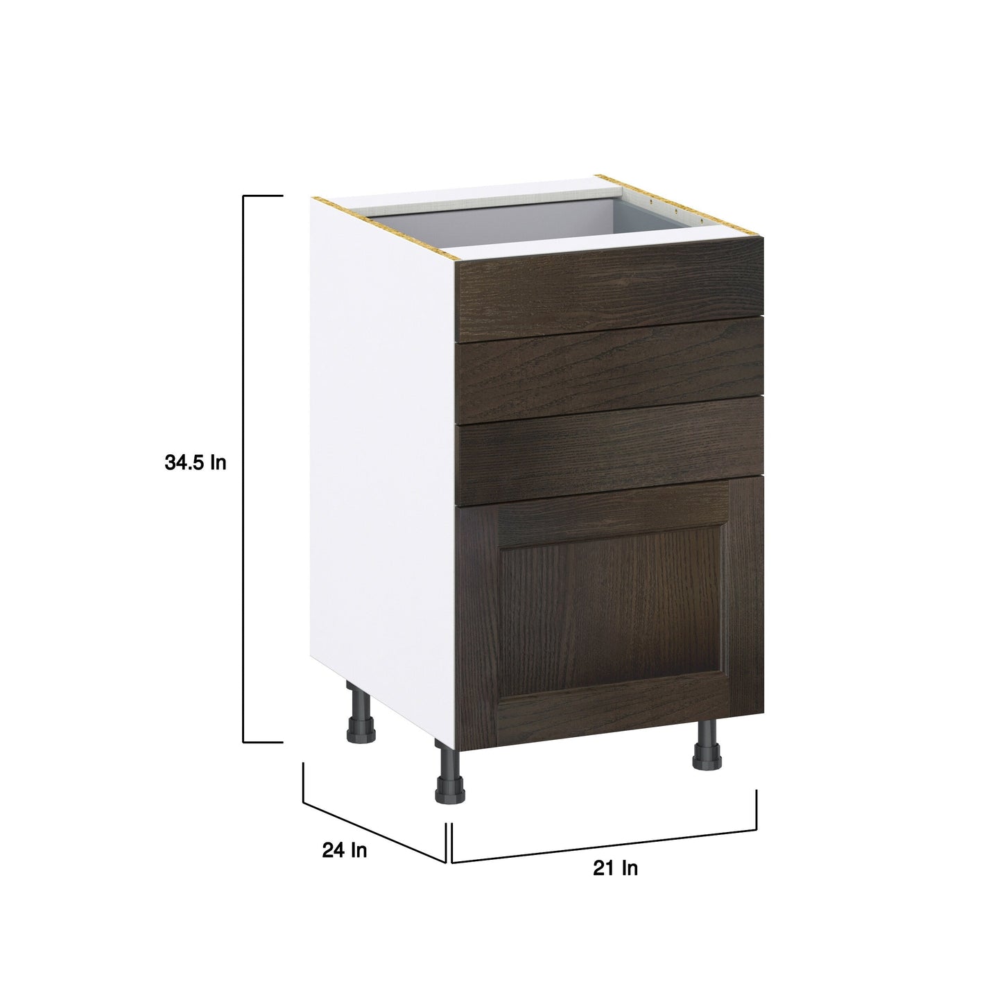 Hugo&Borg Montclaire 21-in W x 34.5-in H x 24-in D Wood 4-Drawer Base Fully Assembled Cabinet (Recessed Panel Style)