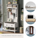 Runesay Hall Tree Farmhouse 33.5-in White Composite Hall Tree