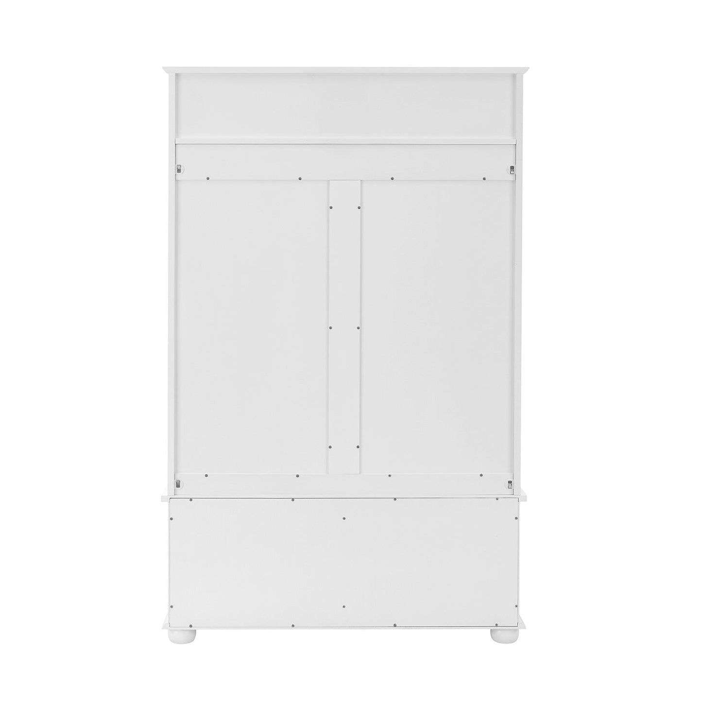 GZMR Contemporary White Hall Tree Entryway Bench with Open Shelves and Shoe Cabinets - Durable Construction - Modern Design