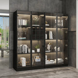 FUFU&GAGA Contemporary/Modern Black Curio Cabinet with Wine Storage