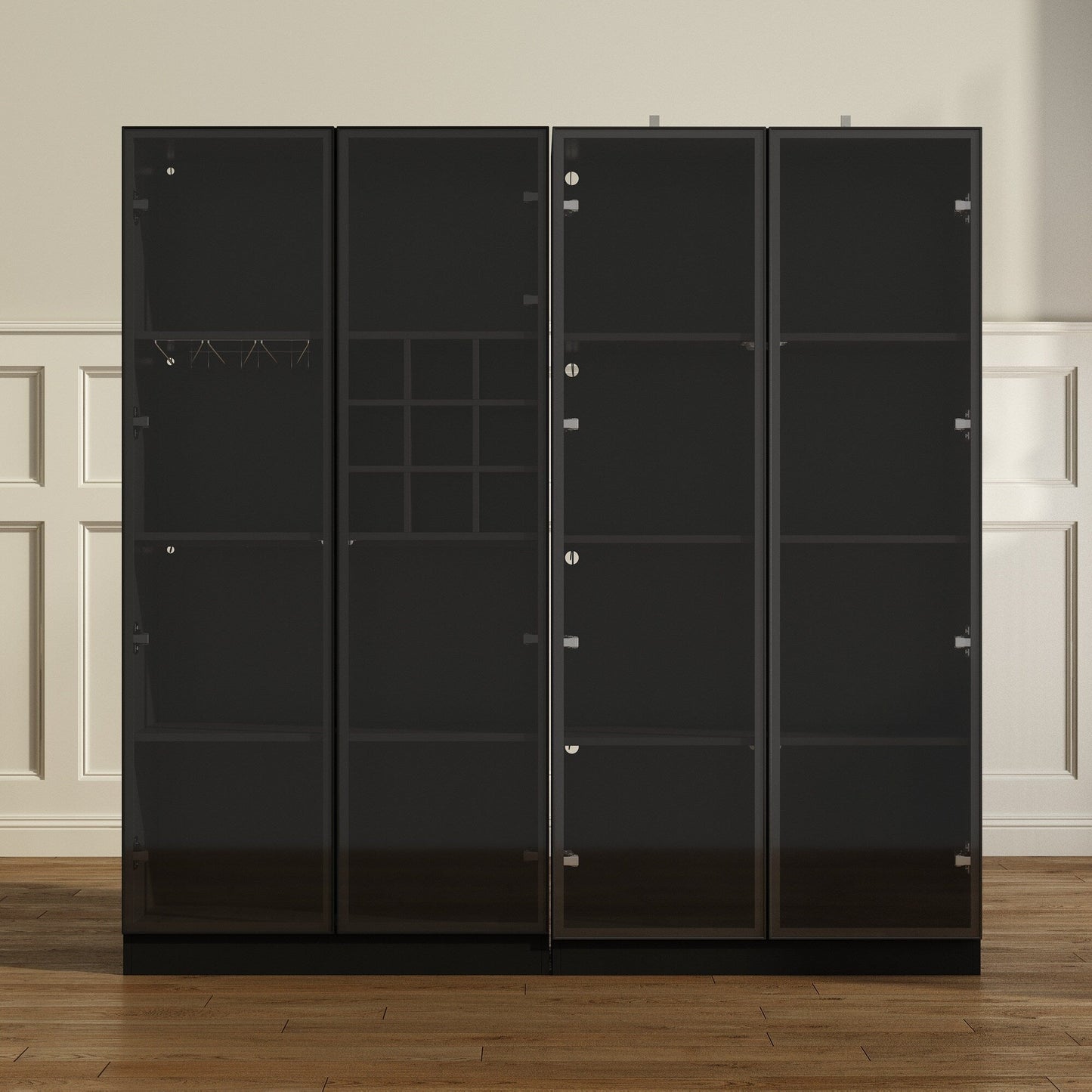 FUFU&GAGA Contemporary/Modern Black Curio Cabinet with Wine Storage