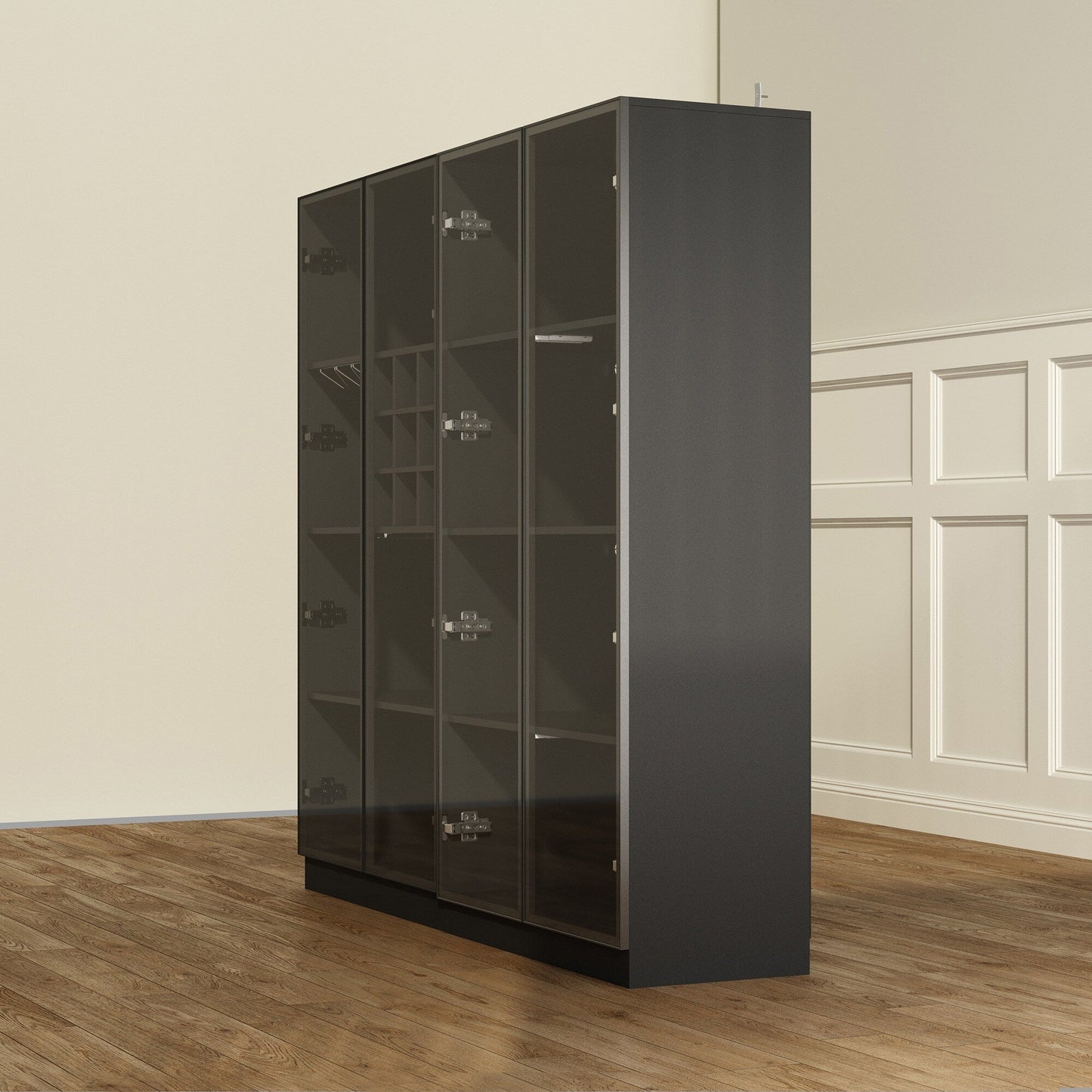 FUFU&GAGA Contemporary/Modern Black Curio Cabinet with Wine Storage