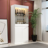 FUFU&GAGA Contemporary/Modern White Curio Cabinet with Wine Storage