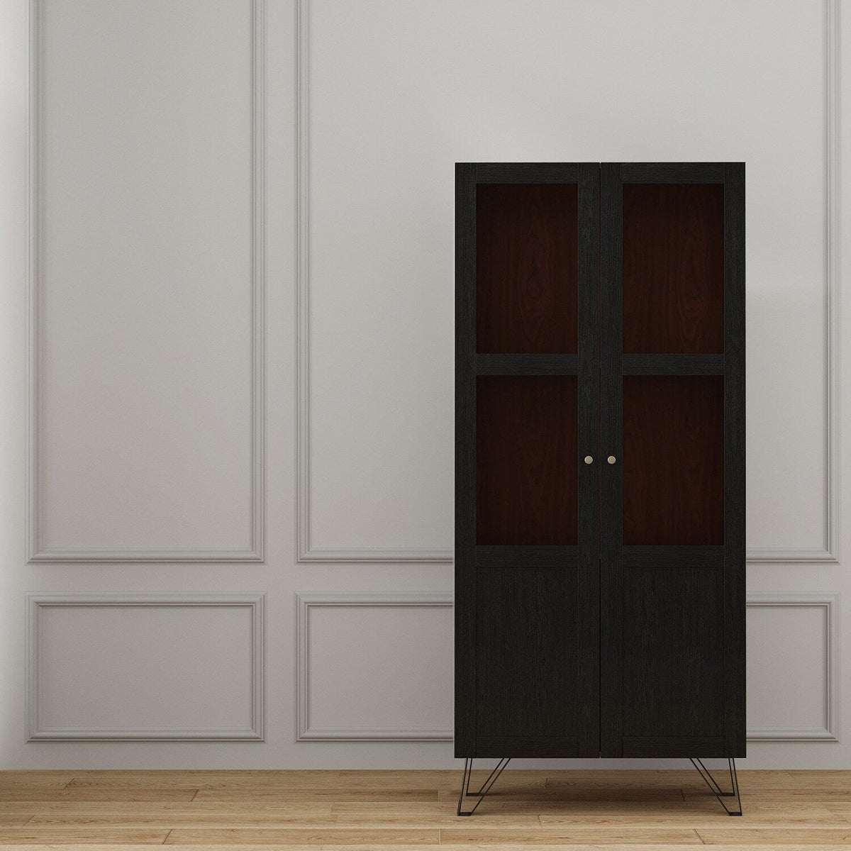 FUFU&GAGA Contemporary/Modern Black China Cabinet