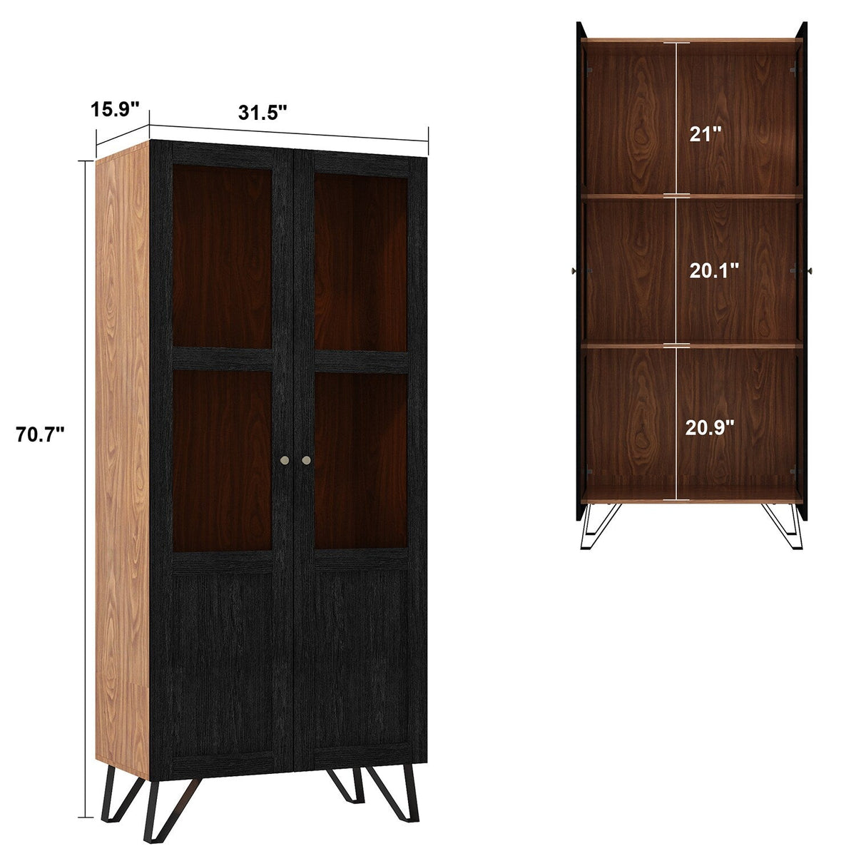 FUFU&GAGA Contemporary/Modern Black China Cabinet