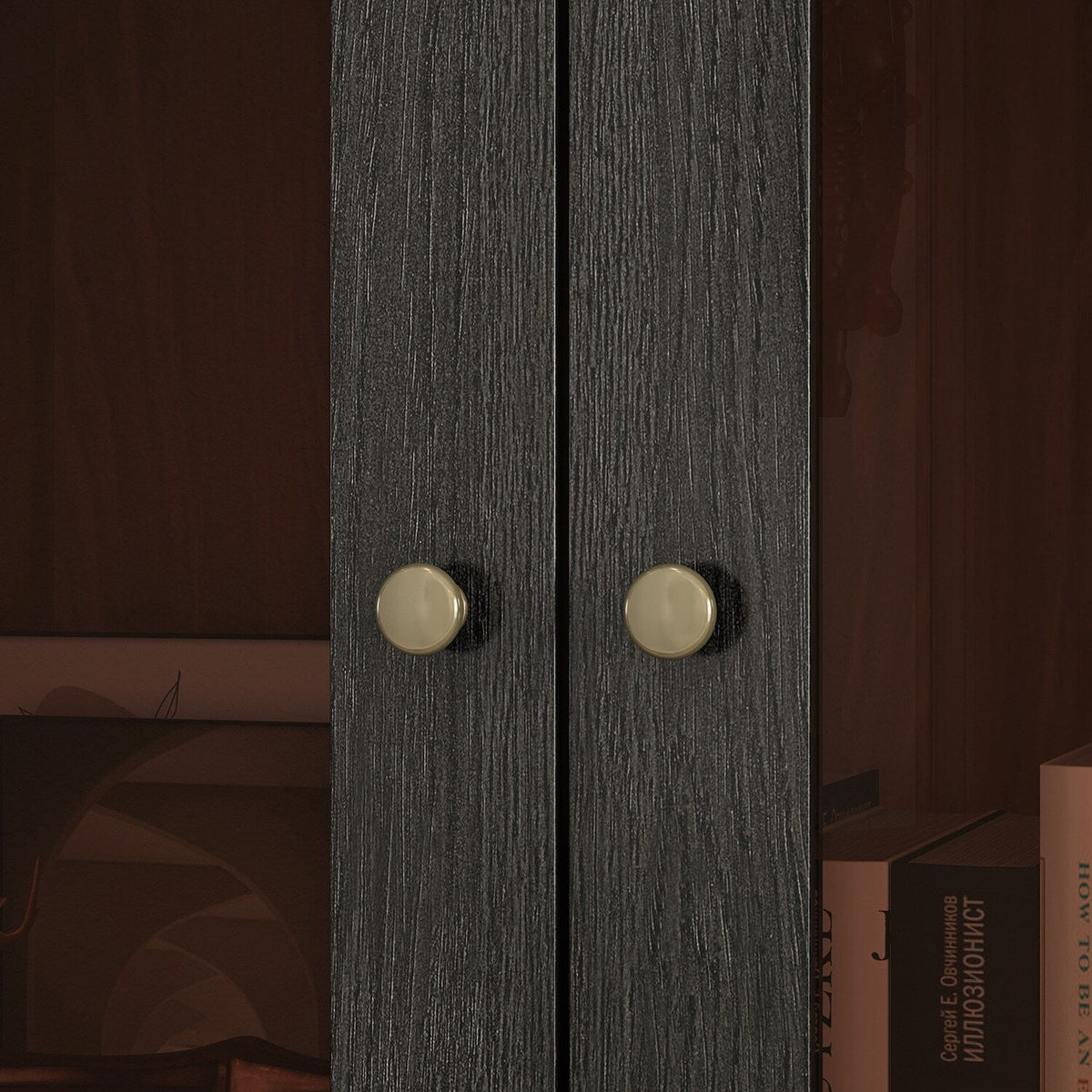 FUFU&GAGA Contemporary/Modern Black China Cabinet