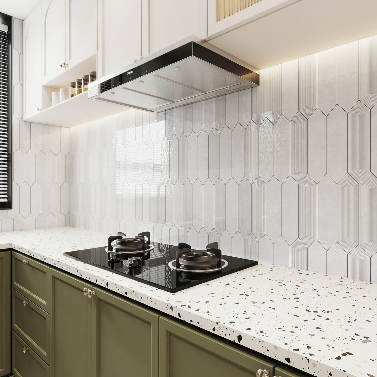 Giorbello Decor White 3-in x 12-in Glazed Ceramic Wave Subway Floor and Wall Tile (5-sq. ft/ Carton)