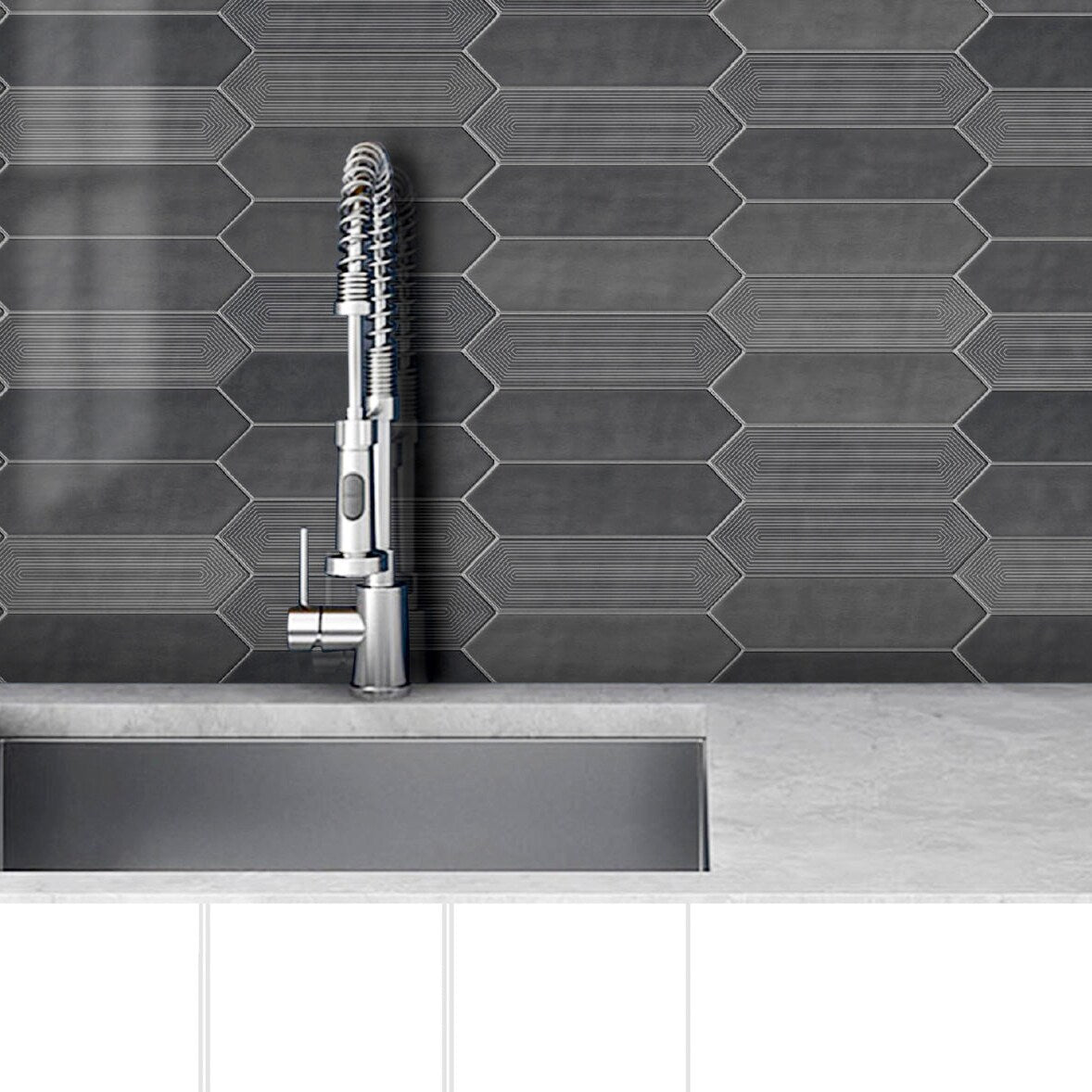 Giorbello (Sample) Decor Black 3-in x 12-in Glazed Ceramic Subway Floor and Wall Tile