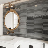 Giorbello (Sample) Black 3-in x 12-in Glazed Ceramic Subway Floor and Wall Tile