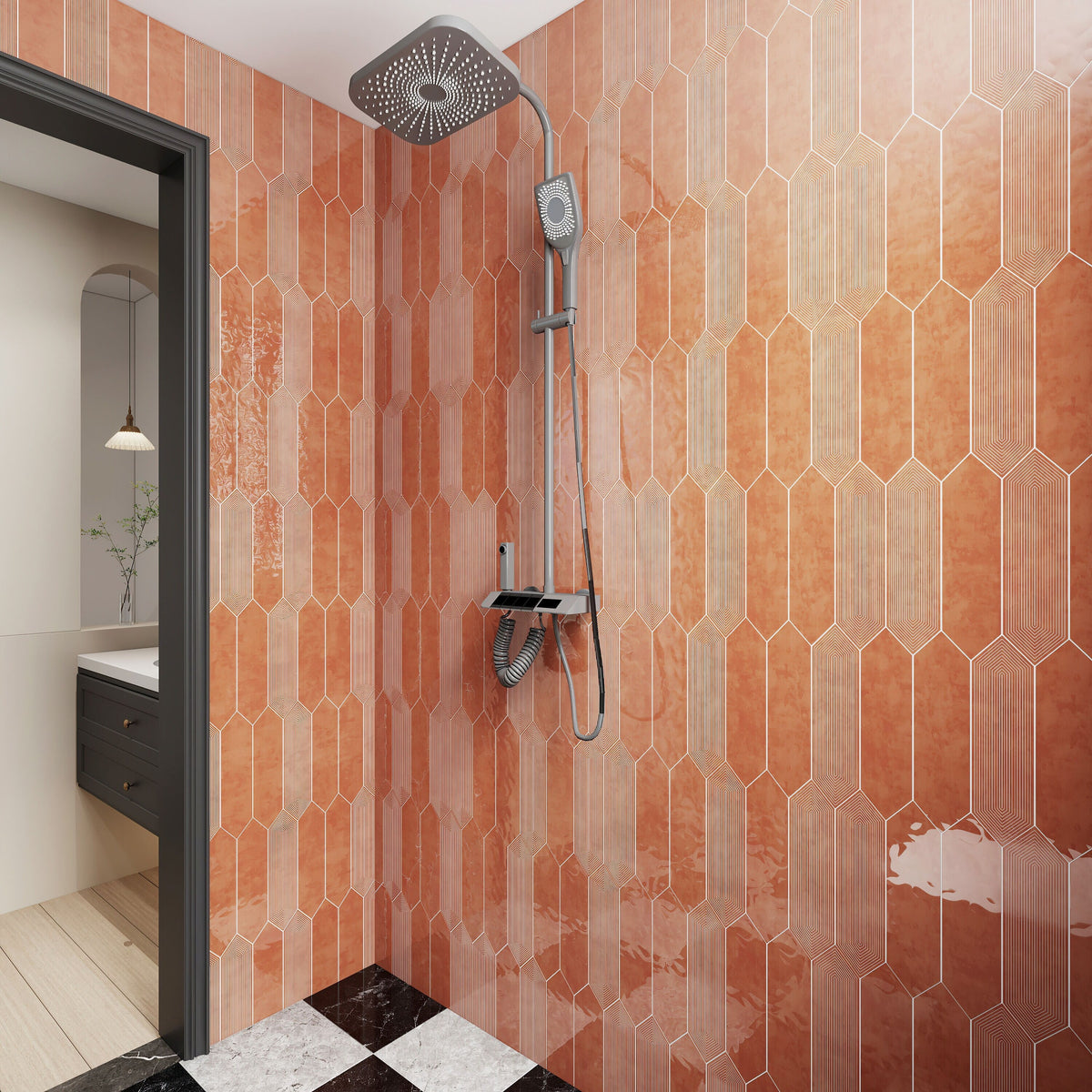 Giorbello Decor Coral 3-in x 12-in Glazed Ceramic Wave Subway Floor and Wall Tile (5-sq. ft/ Carton)