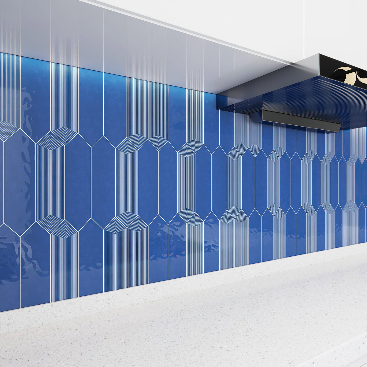 Giorbello Decor Indigo 3-in x 12-in Glazed Ceramic Wave Subway Floor and Wall Tile (5-sq. ft/ Carton)