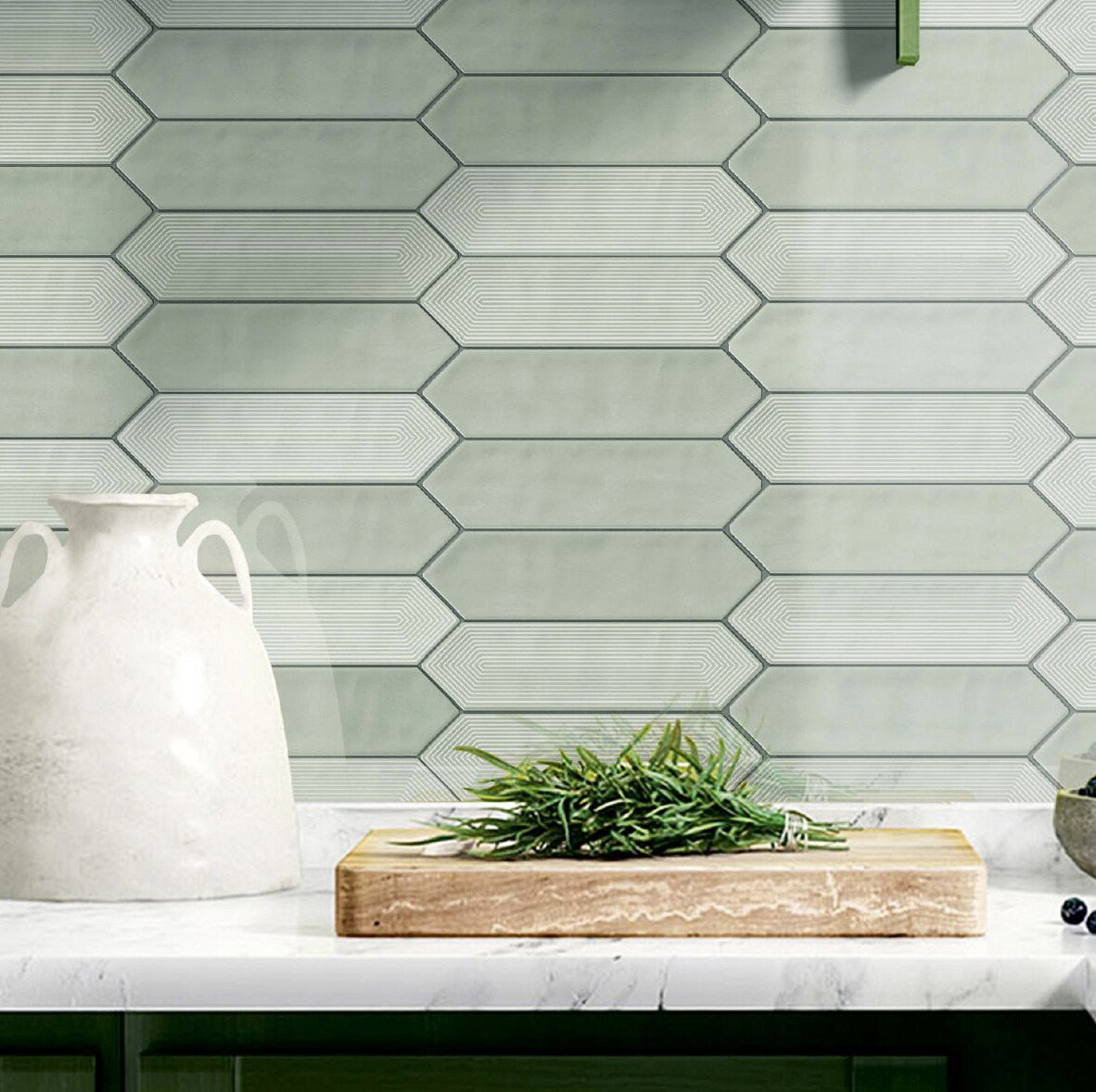Giorbello (Sample) Decor Sage 3-in x 12-in Glazed Ceramic Subway Floor and Wall Tile