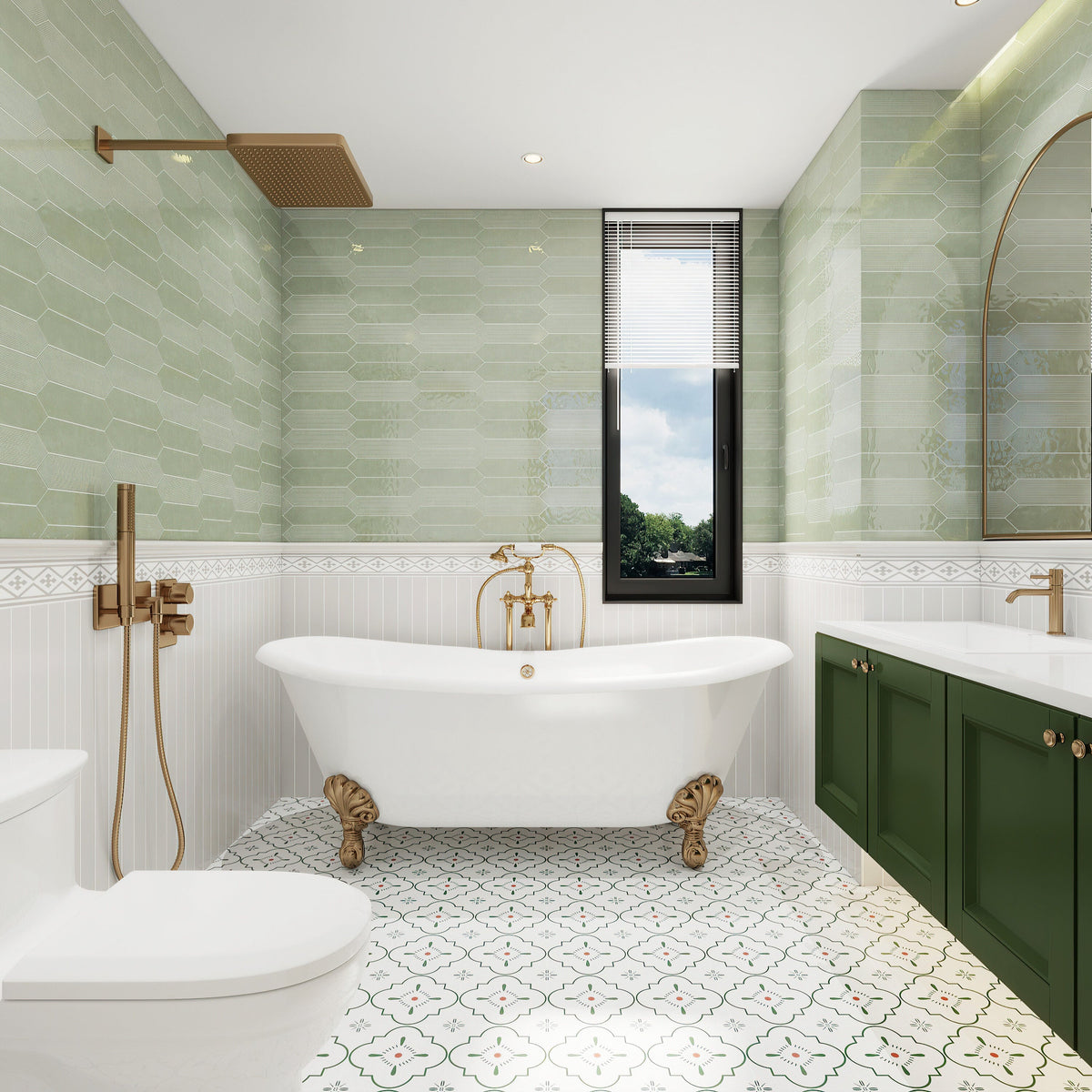 Giorbello Sage 3-in x 12-in Glazed Ceramic Wave Subway Floor and Wall Tile (5-sq. ft/ Carton)