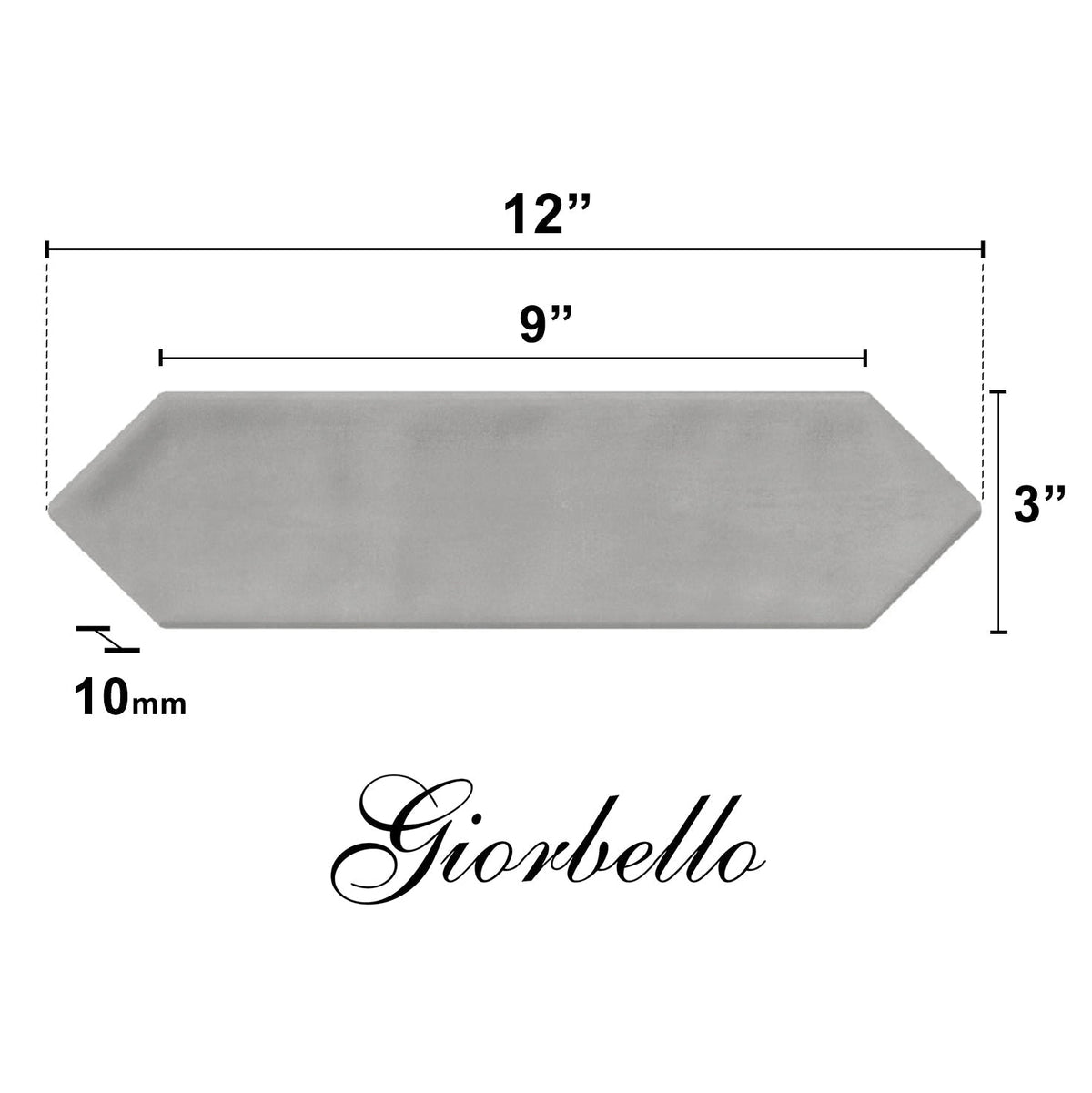 Giorbello (Sample) Smoke 3-in x 12-in Glazed Ceramic Subway Floor and Wall Tile