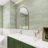Giorbello Decor Sage 3-in x 12-in Glazed Ceramic Wave Subway Floor and Wall Tile (5-sq. ft/ Carton)