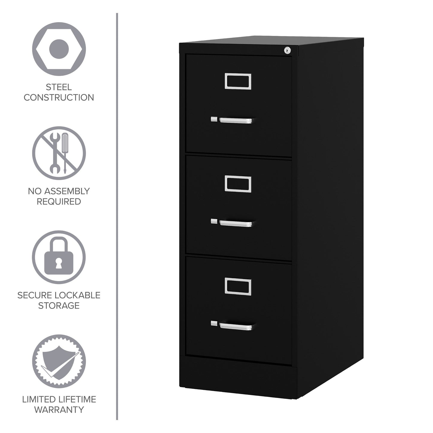 Hirsh Black 3-Drawer 15-in File Cabinet