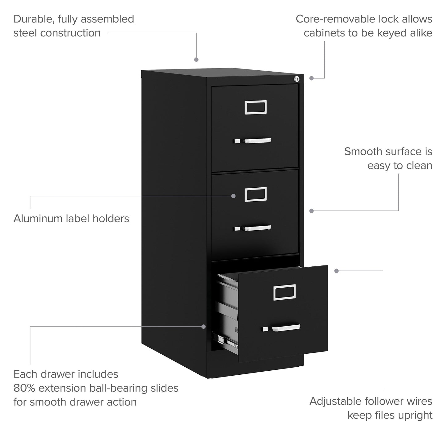 Hirsh Black 3-Drawer 15-in File Cabinet